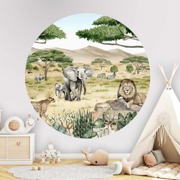 Állatok a szavannán kör alakú fali poszter (160 cm), 12 méretben rendelhető 1069KBC