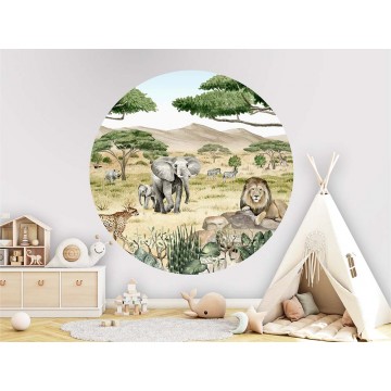 Állatok a szavannán kör alakú fali poszter (160 cm), 12 méretben rendelhető 1069KBC