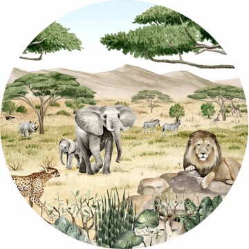 Állatok a szavannán kör alakú fali poszter (160 cm), 12 méretben rendelhető 1069KBC