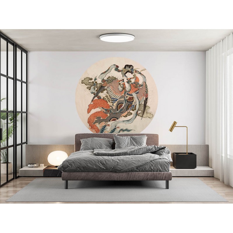 Ázsiai stílusú kör alakú fali poszter barna vörös (160 cm), 12 méretben rendelhető (Sir Edward) 3301EDC