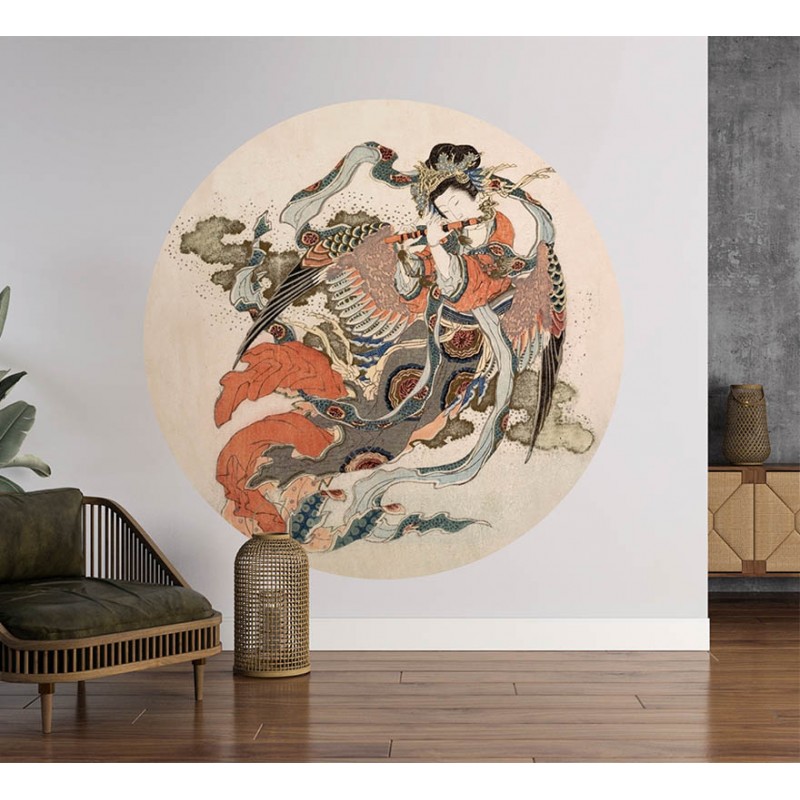 Ázsiai stílusú kör alakú fali poszter barna vörös (160 cm), 12 méretben rendelhető (Sir Edward) 3301EDC