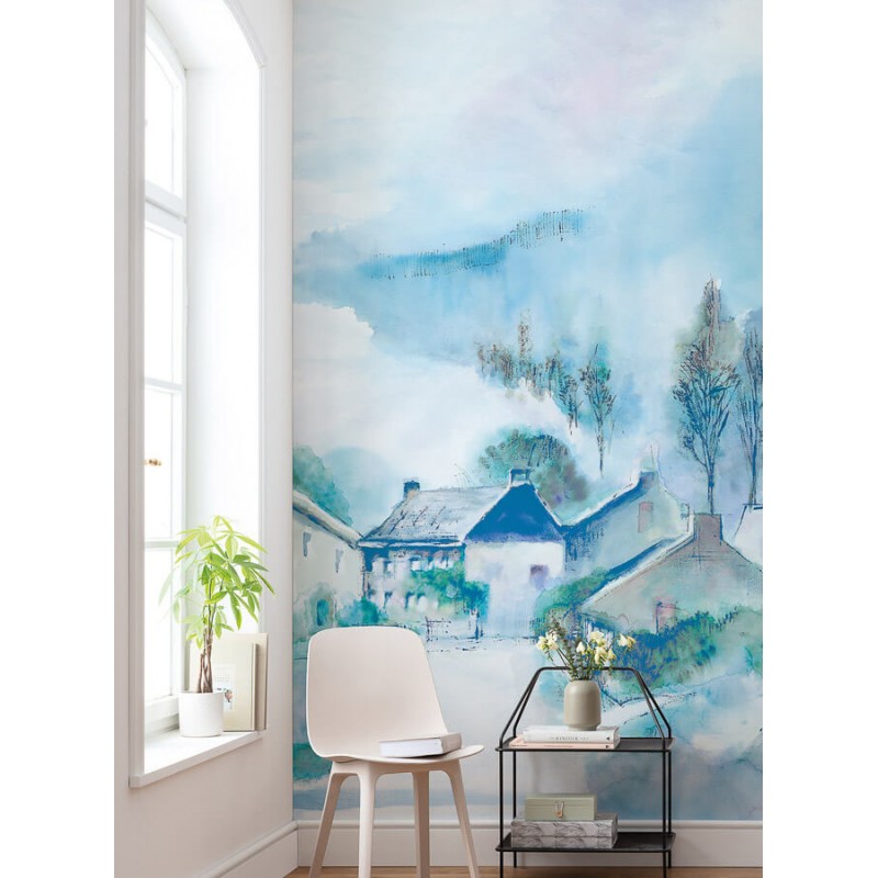 Vidám kék házak festmény hatású fali poszter (200X250 cm) PK10904