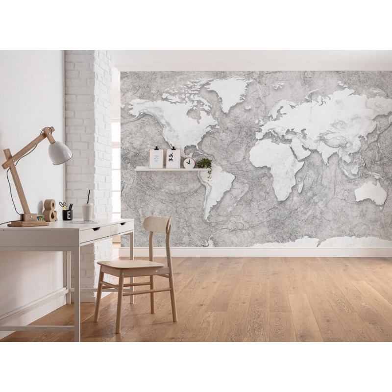 Világtérkép beton hatású fali poszter (350x250 cm) PK10077