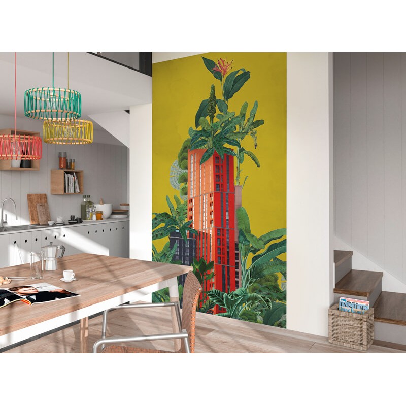 Toronyház növényekkel színes fali poszter (150x250 cm) FLX3-061