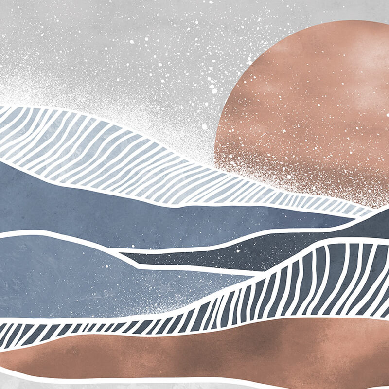 Kék bronz fali poszter hegyek nap  (350x250 cm) FLX7-010