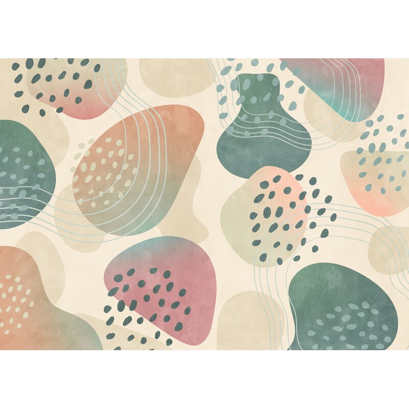 Absztrakt fali poszter bézs zöld  (350x250 cm) FLX7-014