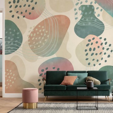 Absztrakt fali poszter bézs zöld  (350x250 cm) FLX7-014