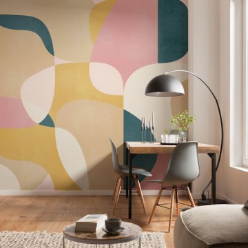 Absztrakt fali poszter bézs rózsaszín  (350x250 cm) FLX7-015