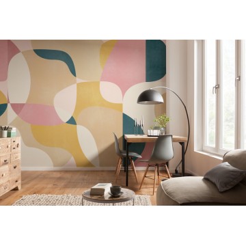 Absztrakt fali poszter bézs rózsaszín  (350x250 cm) FLX7-015