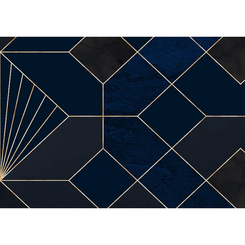 Elegáns sötétkék geometriai mintás poszter (150x280 cm) HK093