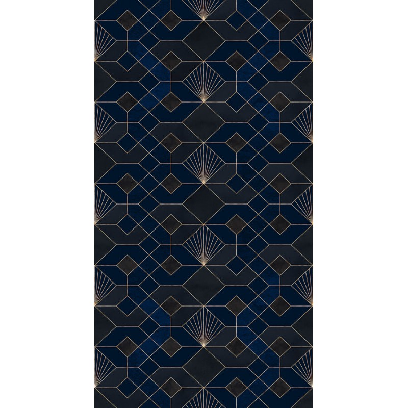 Elegáns sötétkék geometriai mintás poszter (150x280 cm) HK093