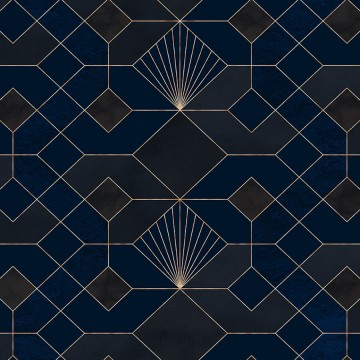 Elegáns sötétkék geometriai mintás poszter (150x280 cm) HK093