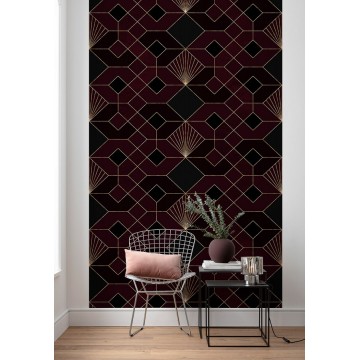 Elegáns bordó geometriai mintás poszter (150x280 cm) HK103