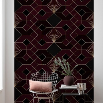 Elegáns bordó geometriai mintás poszter (150x280 cm) HK103