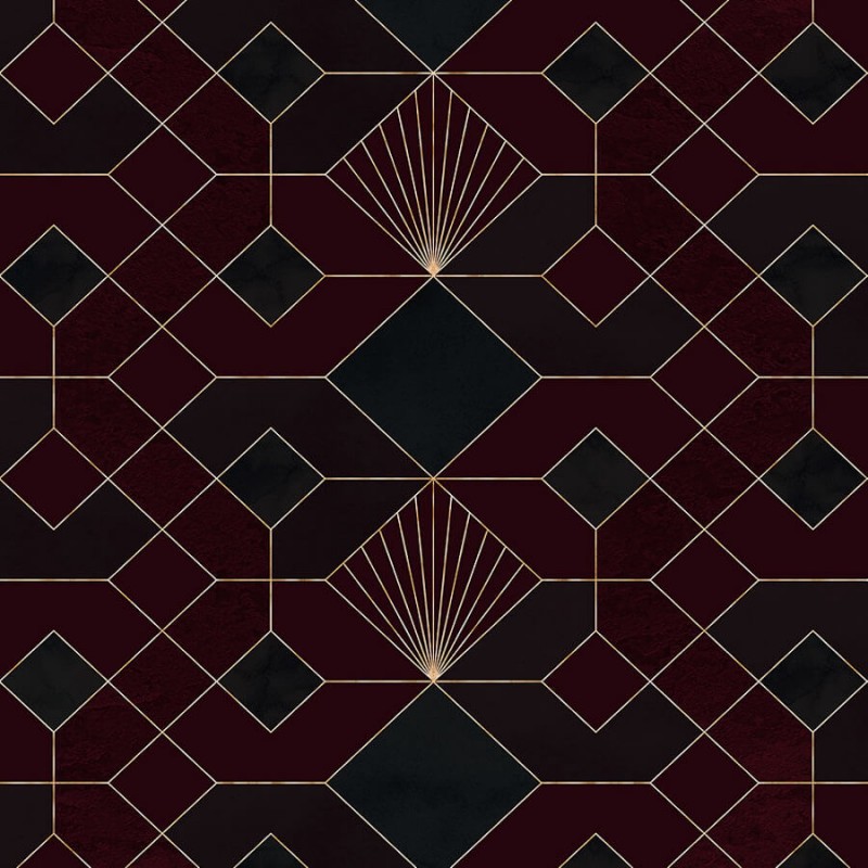 Elegáns bordó geometriai mintás poszter (150x280 cm) HK103