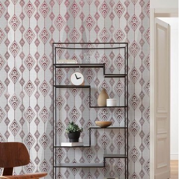 Elegáns fali poszter szürke bordó mintázattal (200x280 cm) HK154