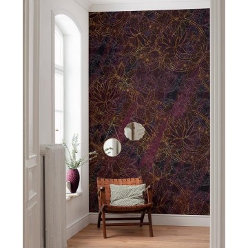 Bordó arany virágok fali poszter (200x280 cm) HK244