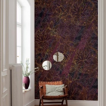 Bordó arany virágok fali poszter (200x280 cm) HK244