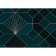 Art Deco fali poszter kékeszöld geometriai mintával (300x280 cm) HK116