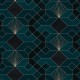 Art Deco fali poszter kékeszöld geometriai mintával (300x280 cm) HK116