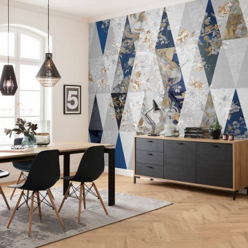 Elegáns fali poszter virág és madármintával (300x280 cm) HK436