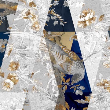 Elegáns fali poszter virág és madármintával (300x280 cm) HK436