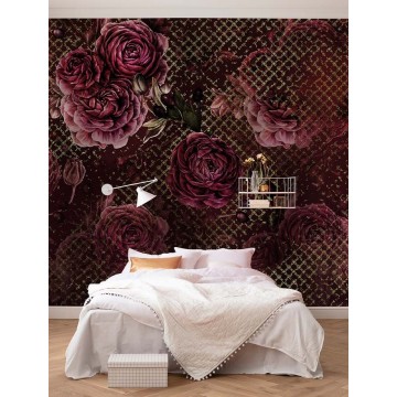 Bordó rózsák fali poszter (350x280 cm) HK467