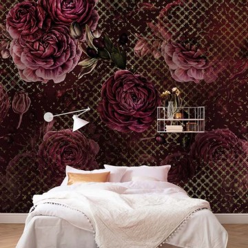Bordó rózsák fali poszter (350x280 cm) HK467