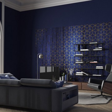 Art Deco fali poszter sötétkék geometriai mintával (400x280 cm) HK488