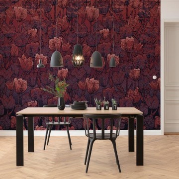 Bordó virágok fali poszter (400x280 cm) HK518