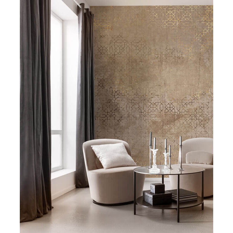 Barna arany színhatású fal mintázatú fali poszter (200x250 cm) IF2-023