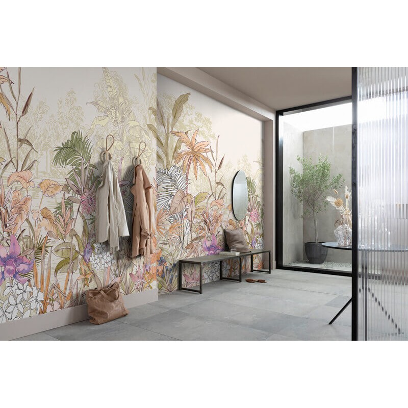 Bohém virágok narancs zöld fali poszter (300x250 cm) IF3-040