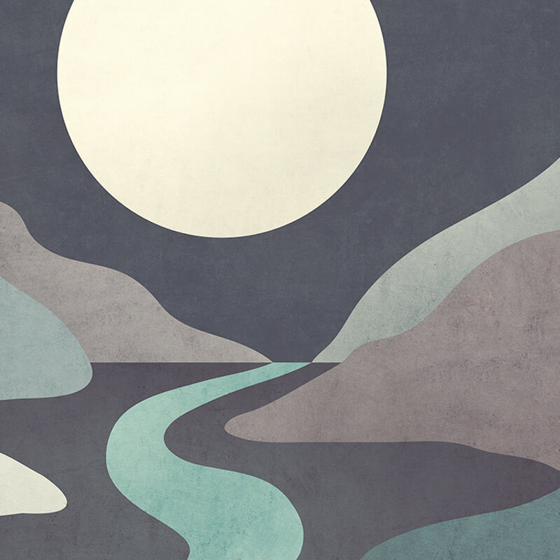 Hold és folyó modern fali poszter kékeszöld (400x250 cm) IF4-078