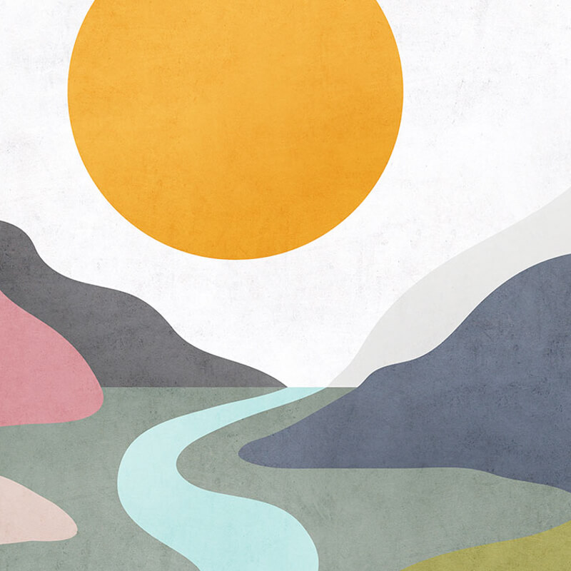 Nap és folyó modern fali poszter színekkel (400x250 cm) IF4-084