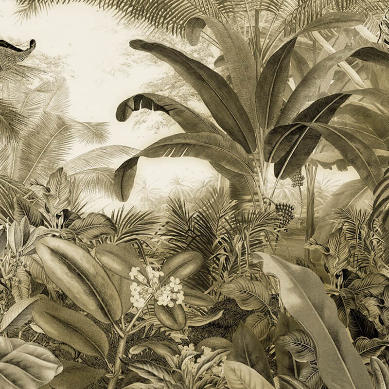 Dzsungel fali poszter barnaszöld (400x250 cm) IF4-087