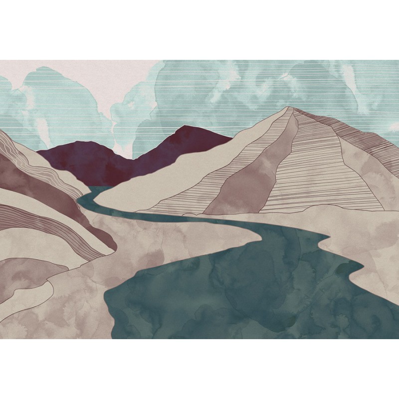 Hegyeket ábrázoló fali poszter, zöld (400X280 cm) IK8069