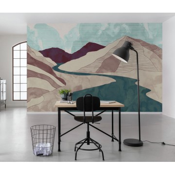 Hegyeket ábrázoló fali poszter, zöld (400X280 cm) IK8069