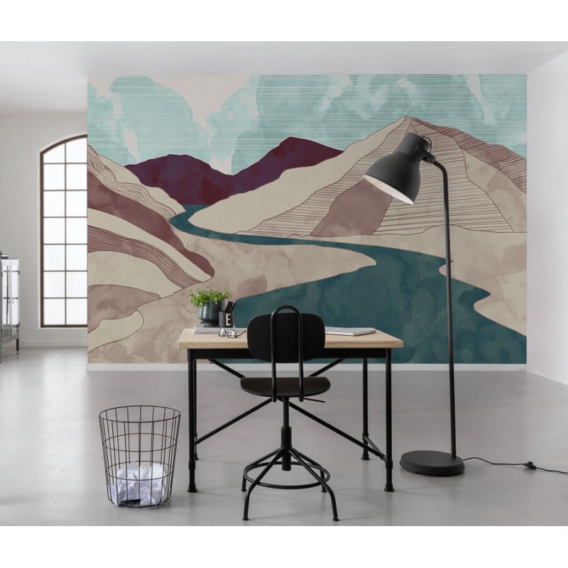 Hegyeket ábrázoló fali poszter, zöld (400X280 cm) IK8069