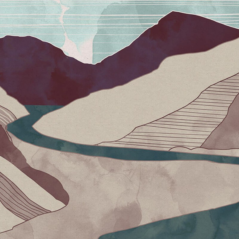 Hegyeket ábrázoló fali poszter, zöld (400X280 cm) IK8069