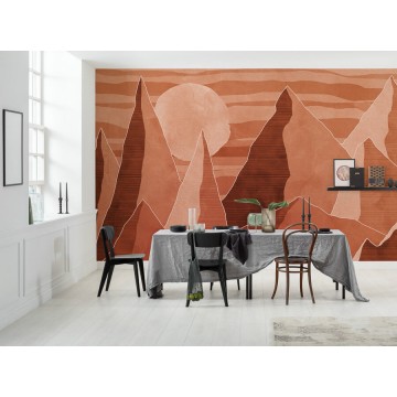 Hegyeket ábrázoló fali poszter, barna (400X280 cm) IK8072