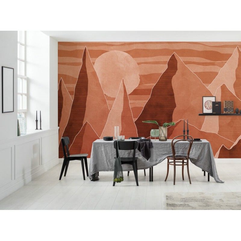 Hegyeket ábrázoló fali poszter, barna (400X280 cm) IK8072