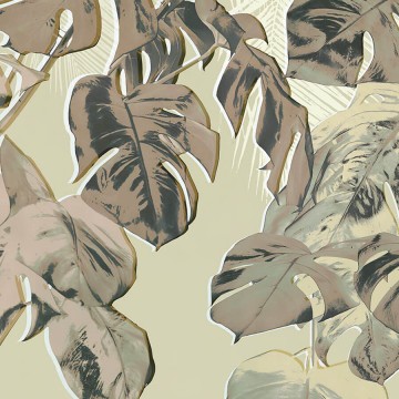 Barna fali poszter levelekkel (350x250 cm) JK04607