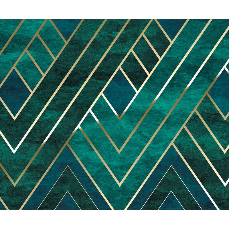 Art déco mintás fali poszter kékeszöld arany (300x250 cm) P014-VD3