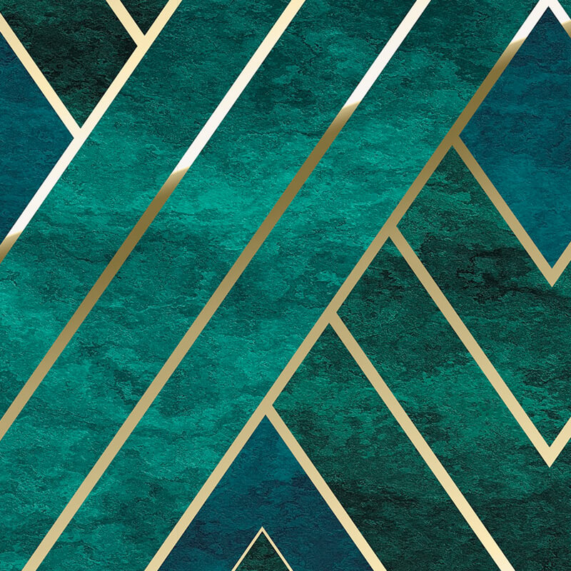 Art déco mintás fali poszter kékeszöld arany (300x250 cm) P014-VD3