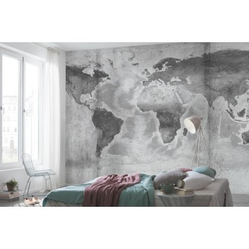 Világtérkép beton hatású fali poszter (500x250 cm) P039-VD5