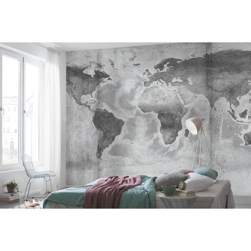 Világtérkép beton hatású fali poszter (500x250 cm) P039-VD5 Világtérkép beton hatású fali poszter (500x250 cm) P039-VD5