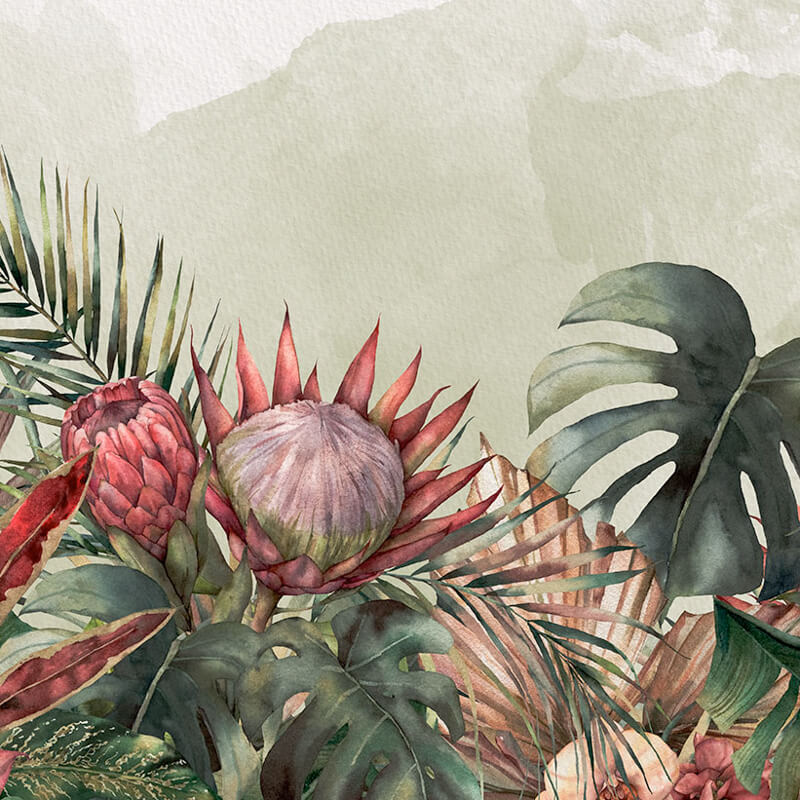 Bohém virágok sötétzöld fali poszter (400X250cm) P250-VD4