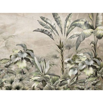 Barna árnyalatú fali poszter nagy növényekkel DCV1031