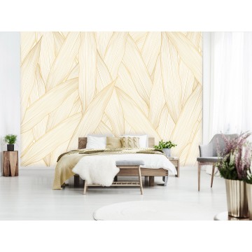 Aranysárga rajzolt levelek design poszter DCV1048