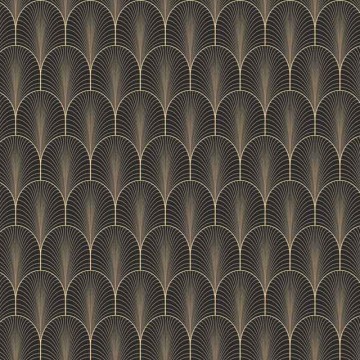 Art Deco mintás fali poszter, fekete arany DCV1080